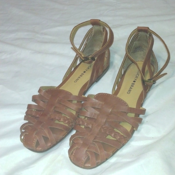 EUC LUCKY BRAND WOMEN'S ALEEAH FLAT SANDALS SPICED TAN - Picture 6 of 6